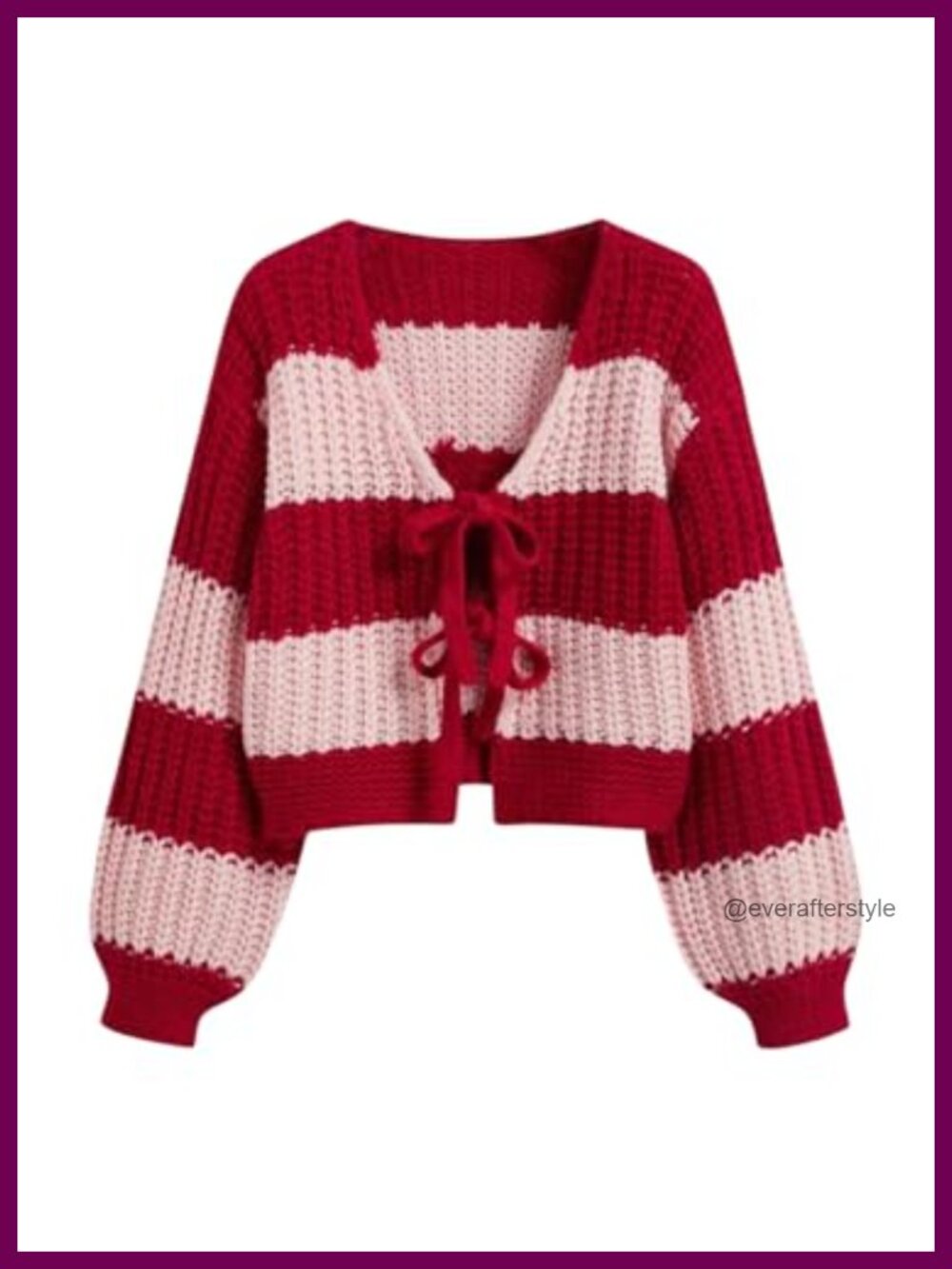 Floerns Women's Striped Long Sleeve Tie Front Knit Chunky Sweater Cardigan